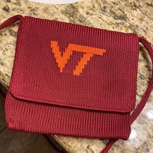 VT Maroon and Orange Knit Crossbody Bag